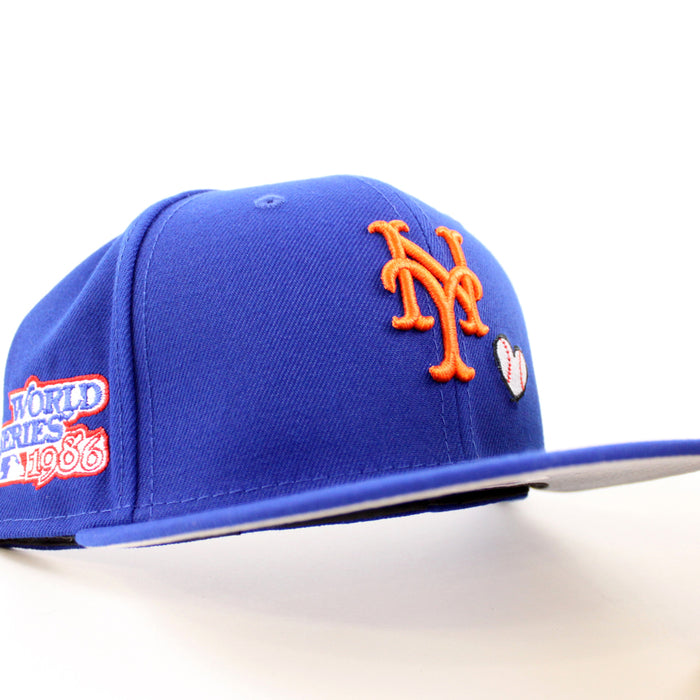 New York Mets TEAM HEART 1986 World Series New Era 59Fifty Fitted Hat (Team Color Gray Under Brim)