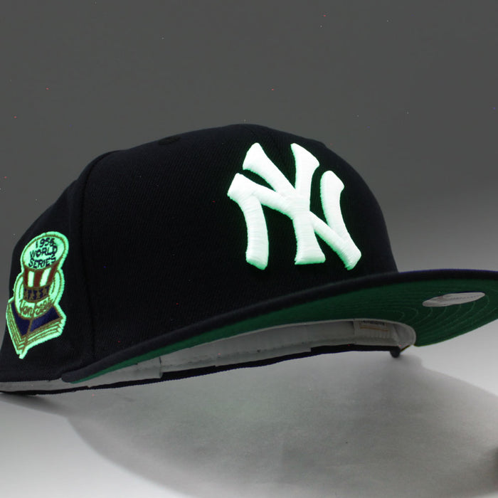 New York Yankees 1956 World Series New Era 59Fifty Fitted Hat (Glow in the Dark Navy Green Under Brim)