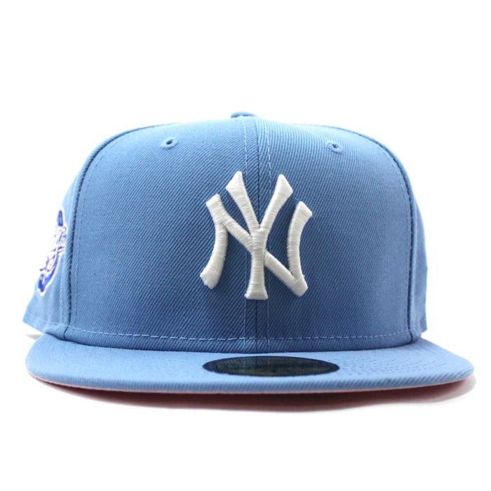 New York Yankees 1998 World Series New Era 59Fifty Fitted Hat (Glow in the Dark Sky Blue Pink Under Brim)