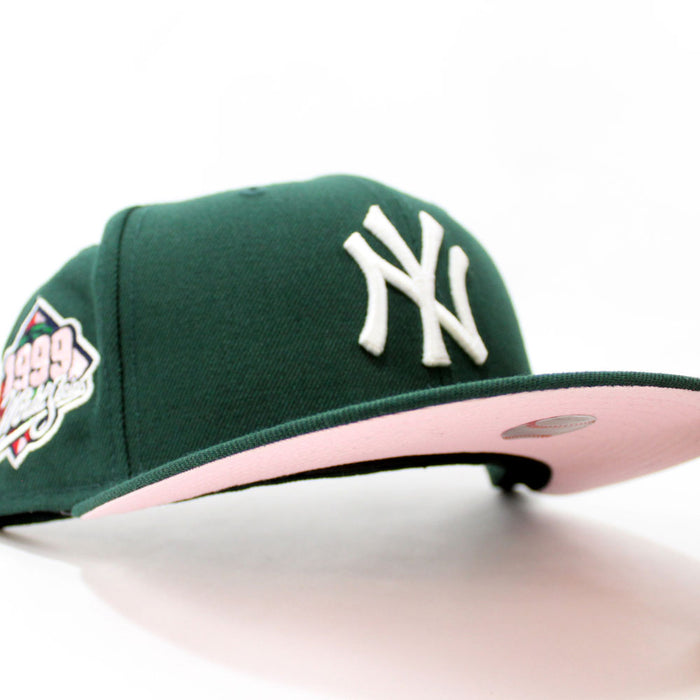 New York Yankees 1999 World Series New Era 59Fifty Fitted Hat (Dark Green Pink Under Brim)