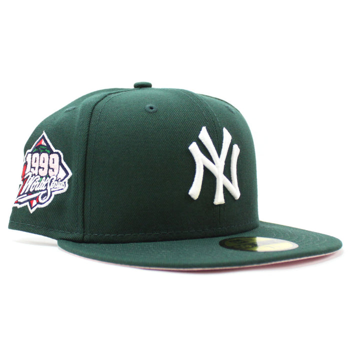 New York Yankees 1999 World Series New Era 59Fifty Fitted Hat (Dark Green Pink Under Brim)