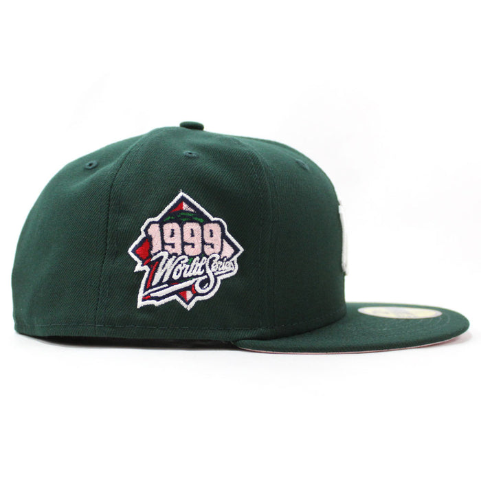 New York Yankees 1999 World Series New Era 59Fifty Fitted Hat (Dark Green Pink Under Brim)