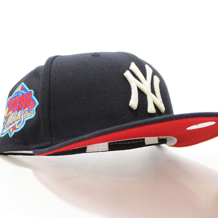 New York Yankees 1999 World Series New Era 59Fifty Fitted Hat (GITD Navy Red Under Brim)