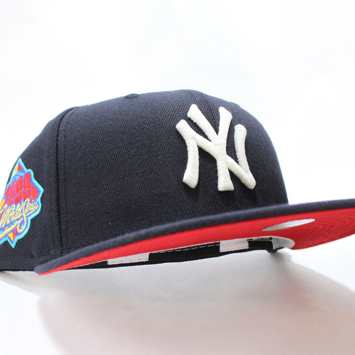 New York Yankees 1999 World Series New Era 59Fifty Fitted Hat (Glow in the Dark Logo Red Under Brim)