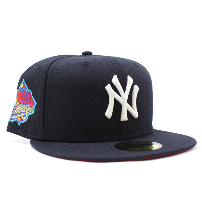 New York Yankees 1999 World Series New Era 59Fifty Fitted Hat (Glow in the Dark Logo Red Under Brim)