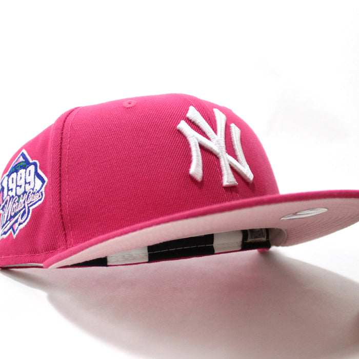 New York Yankees 1999 World Series New Era 59Fifty Fitted Hat (Lava Red Pink Under Brim)