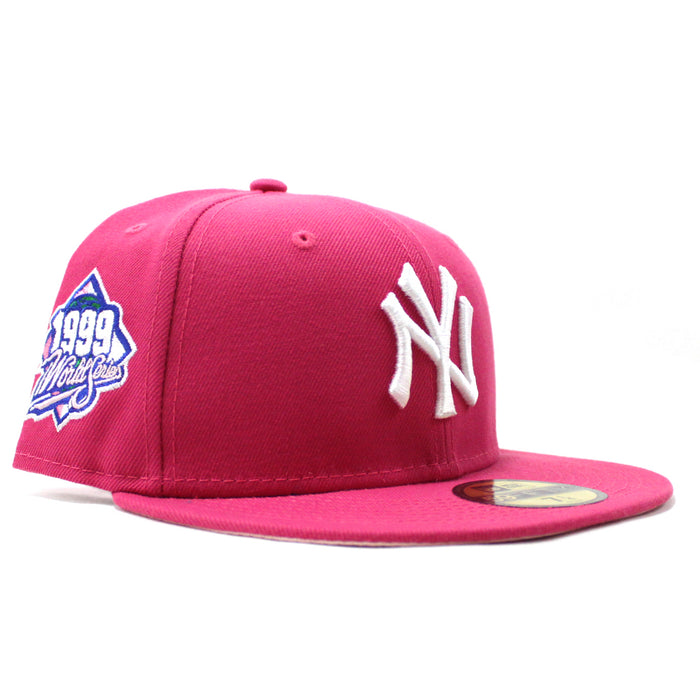 New York Yankees 1999 World Series New Era 59Fifty Fitted Hat (Lava Red Pink Under Brim)