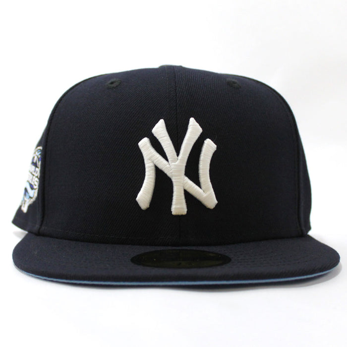 New York Yankees 2003 World Series New Era 59Fifty Fitted Hat (Glow in the Dark Navy Sky Blue Under Brim)