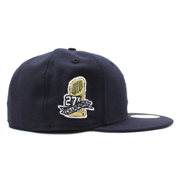 New York Yankees 27X Championships New Era 59Fifty Fitted Hat (Glow in The Dark Navy Gray Under Brim)