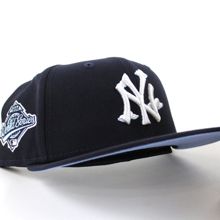 New York Yankees COMIC CLOUD 1996 World Series New Era 59Fifty Fitted Hat (Team Color Sky Blue UnderBrim)