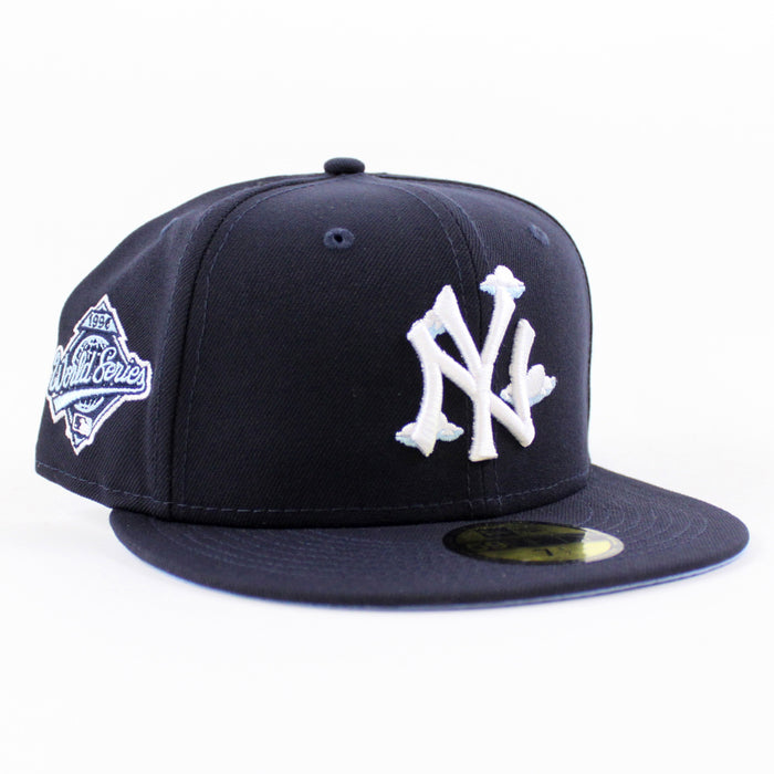 New York Yankees COMIC CLOUD 1996 World Series New Era 59Fifty Fitted Hat (Team Color Sky Blue UnderBrim)