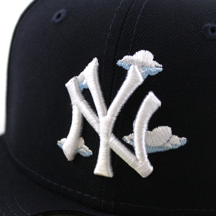 New York Yankees COMIC CLOUD 1996 World Series New Era 59Fifty Fitted Hat (Team Color Sky Blue UnderBrim)
