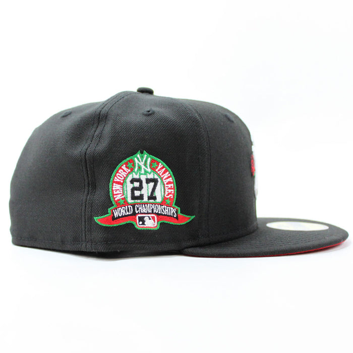 New York Yankees Rose 27 World Championships 59Fifty New Era Fitted Hat (Black Red Under Brim)