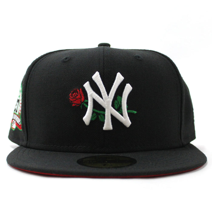 New York Yankees Rose 27 World Championships 59Fifty New Era Fitted Hat (Black Red Under Brim)