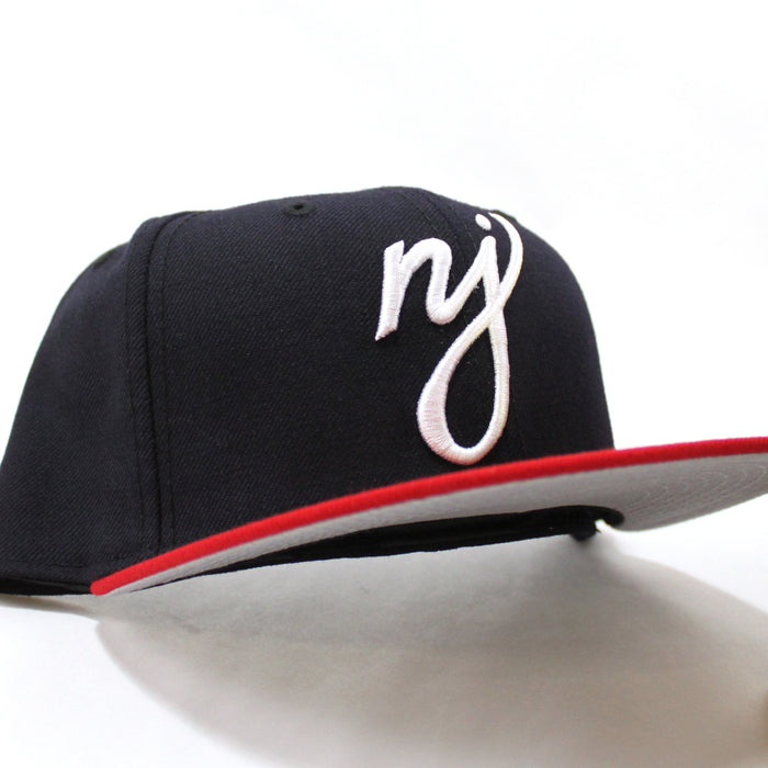NJ Script New Era 59Fifty Fitted Hat (Navy Red Gray Under Brim)