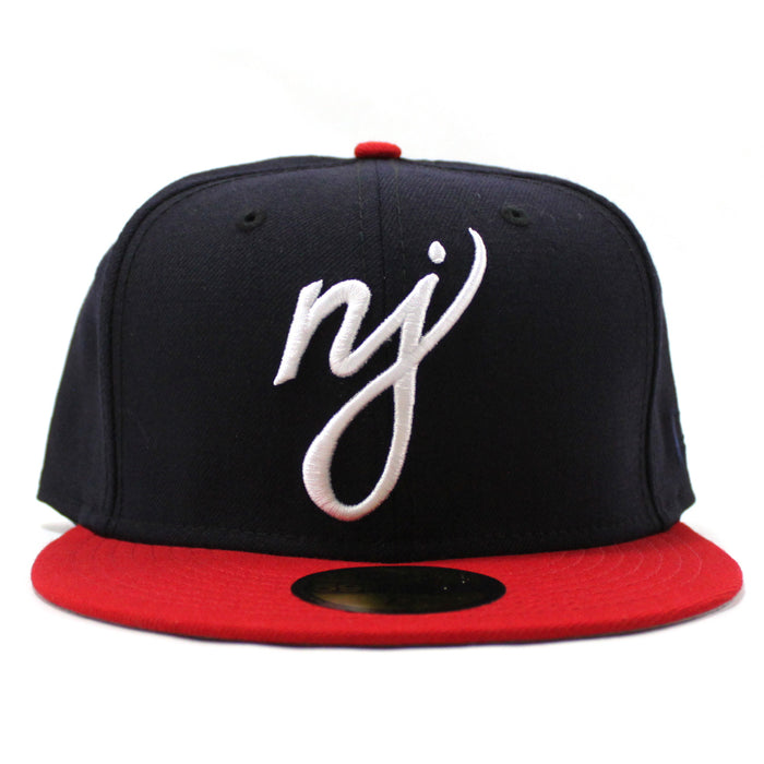 NJ Script New Era 59Fifty Fitted Hat (Navy Red Gray Under Brim)