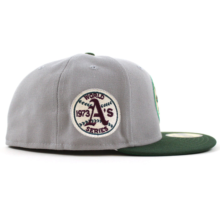 Oakland Athletics 1973 World Series New Era 59Fifty Fitted Hat (Gray Dark Green Green Under Brim)