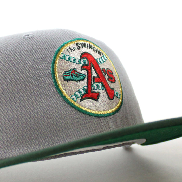 Oakland Athletics 1973 World Series New Era 59Fifty Fitted Hat (Gray Dark Green Green Under Brim)
