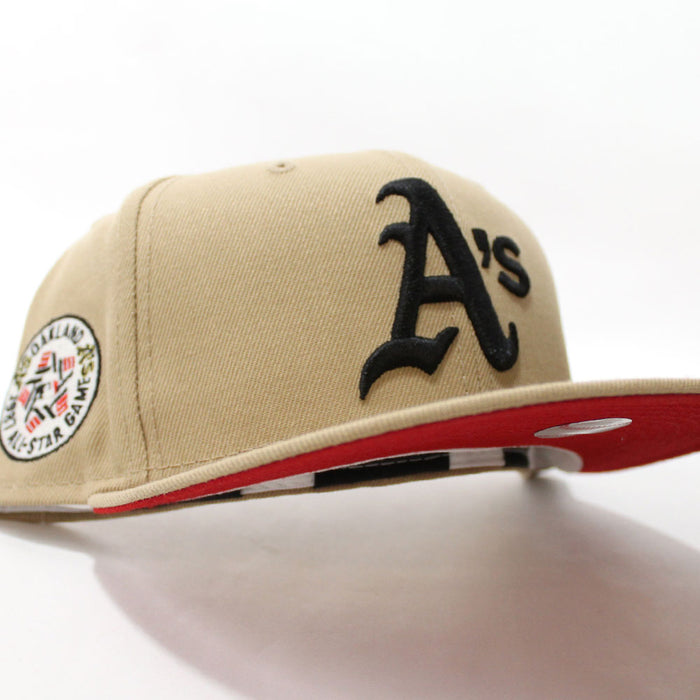 Oakland Athletics 1987 All Star Game New Era 59Fifty Fitted Hat (Glow in the Dark Camel Red Under Brim)