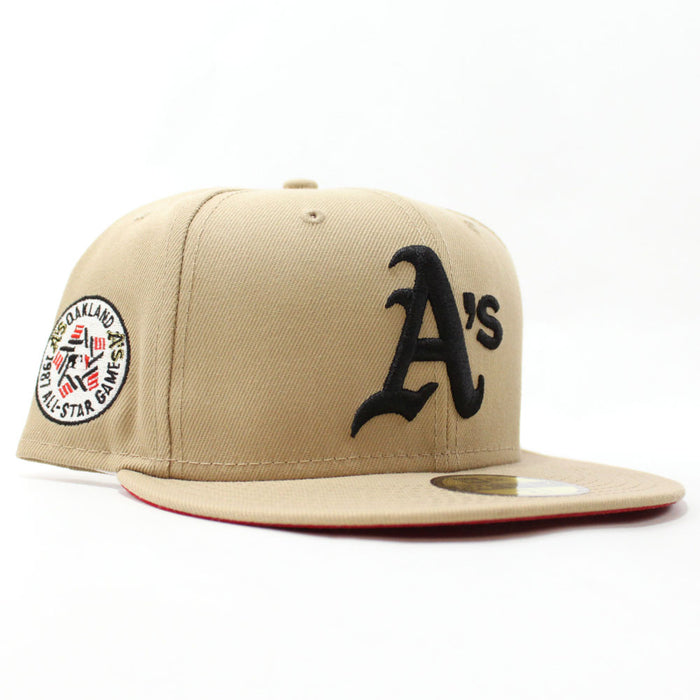 Oakland Athletics 1987 All Star Game New Era 59Fifty Fitted Hat (Glow in the Dark Camel Red Under Brim)