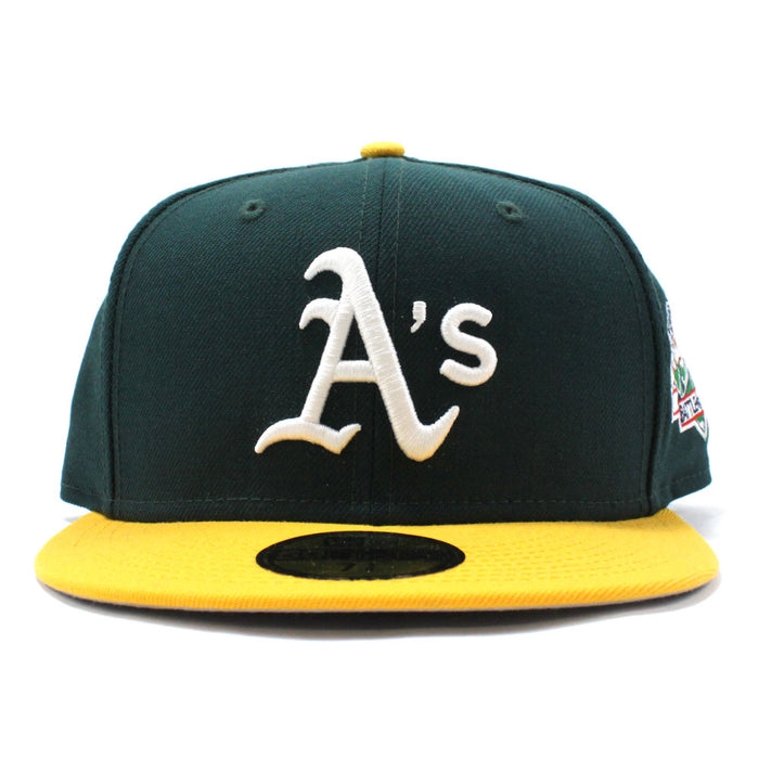 Oakland Athletics 1989 World Series New Era 59Fifty Fitted Hat (BATTLE OF THE BAY Green Yellow & Gray Under Brim)