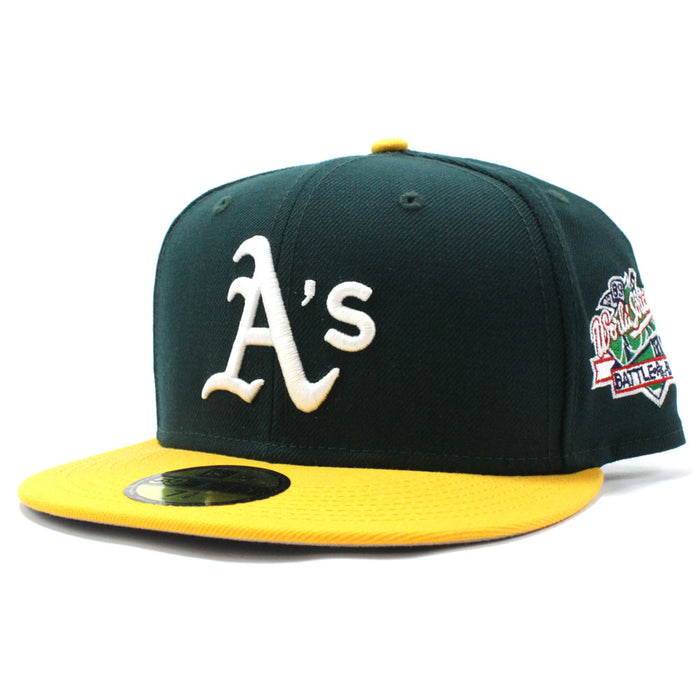 Oakland Athletics 1989 World Series New Era 59Fifty Fitted Hat (BATTLE OF THE BAY Green Yellow & Gray Under Brim)