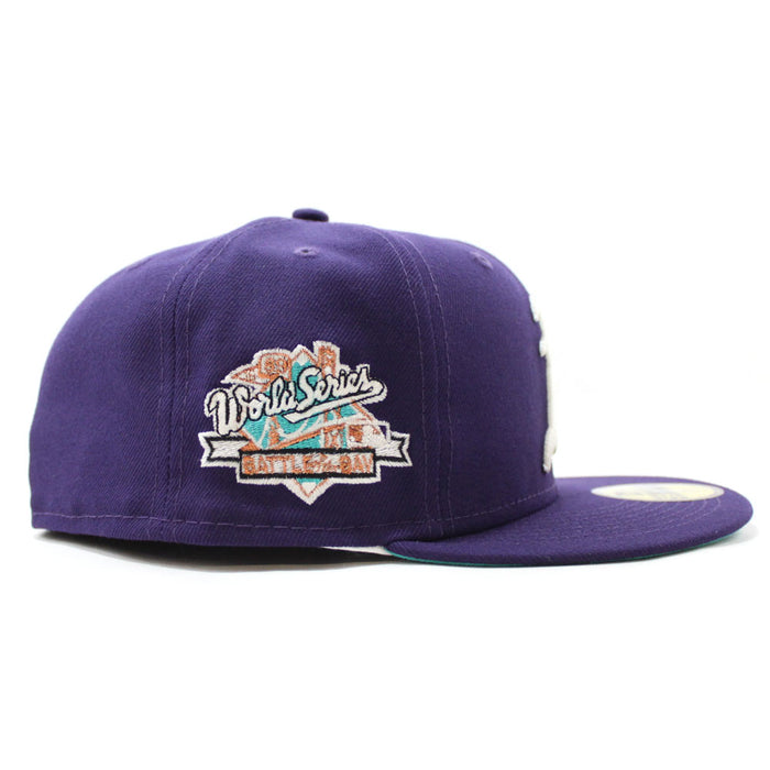 Oakland Athletics 1989 World Series New Era 59Fifty Fitted Hat (Glow in the Dark Purple Teal Under Brim)