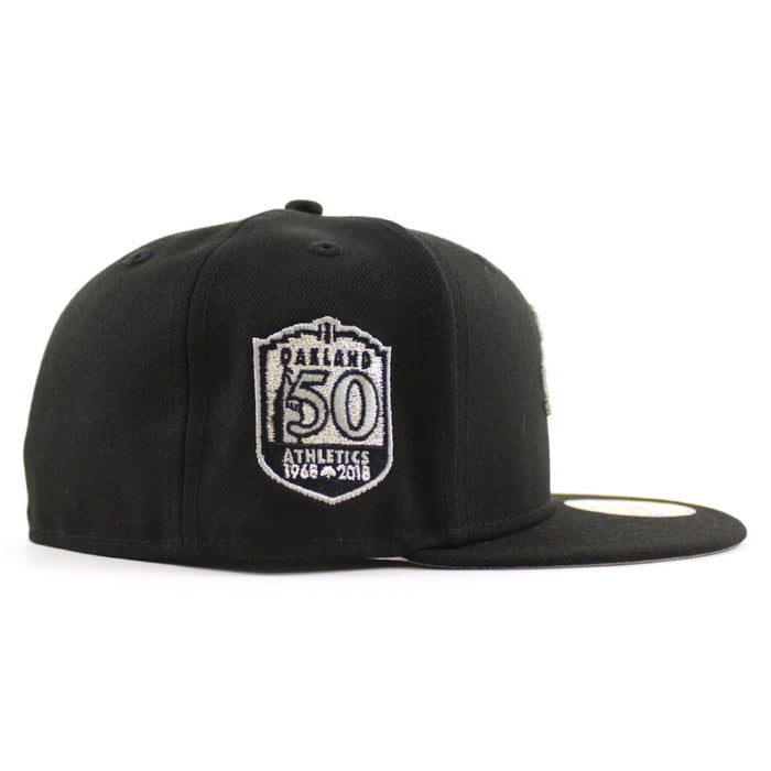 Oakland Athletics 50th Anniversary New Era 59Fifty Fitted Hat (Black Metallic Silver Underbrim)