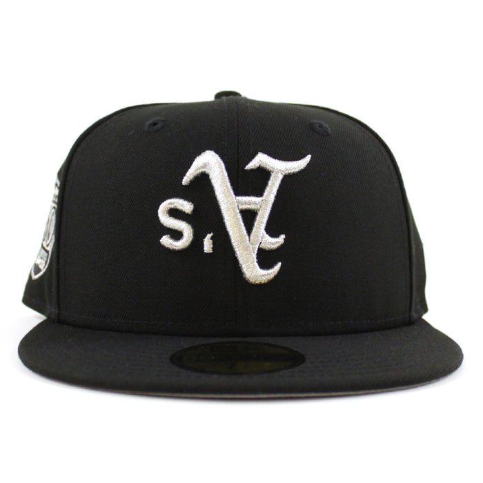 Oakland Athletics 50th Anniversary New Era 59Fifty Fitted Hat (Black Metallic Silver Underbrim)