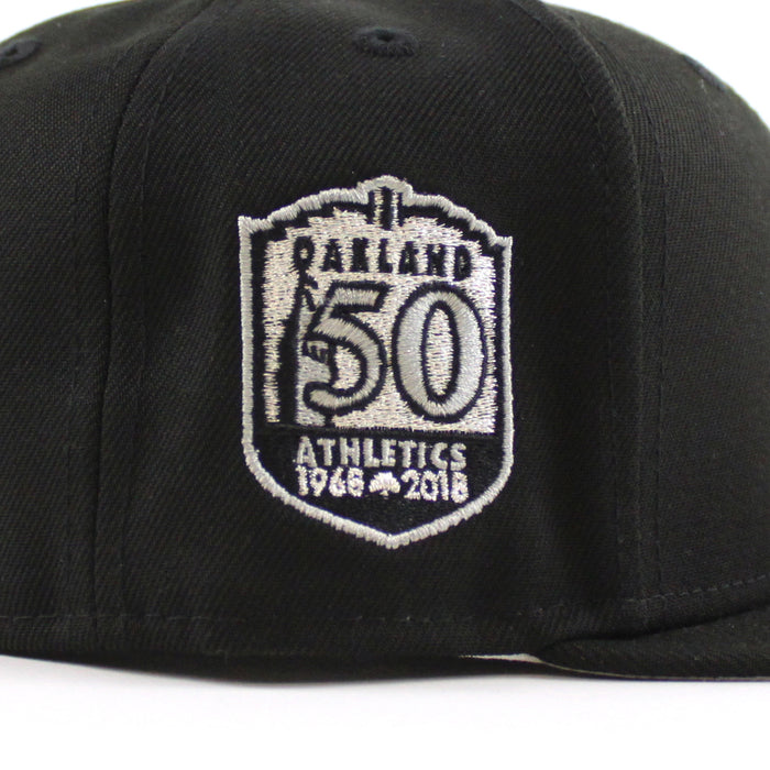 Oakland Athletics 50th Anniversary New Era 59Fifty Fitted Hat (Black Metallic Silver Underbrim)