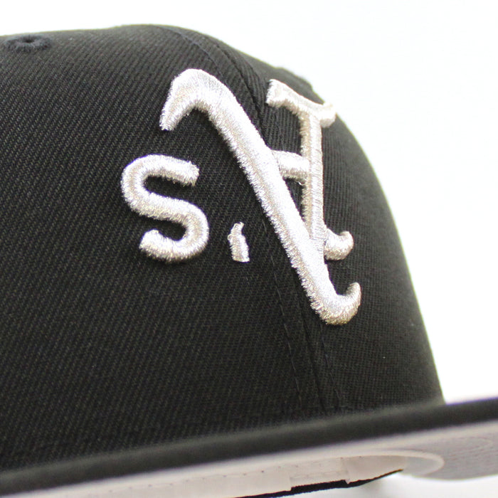 Oakland Athletics 50th Anniversary New Era 59Fifty Fitted Hat (Black Metallic Silver Underbrim)