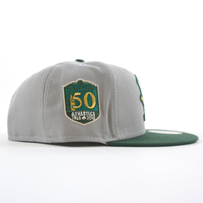 Oakland Athletics 50th Anniversary New Era 59Fifty Fitted Hat (Gray Dark Green Kelly Under Brim)