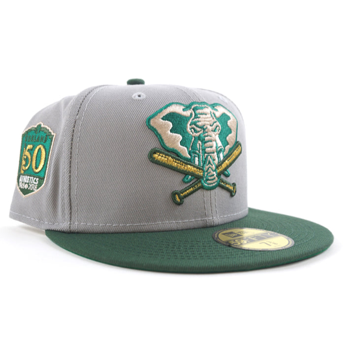 Oakland Athletics 50th Anniversary New Era 59Fifty Fitted Hat (Gray Dark Green Kelly Under Brim)