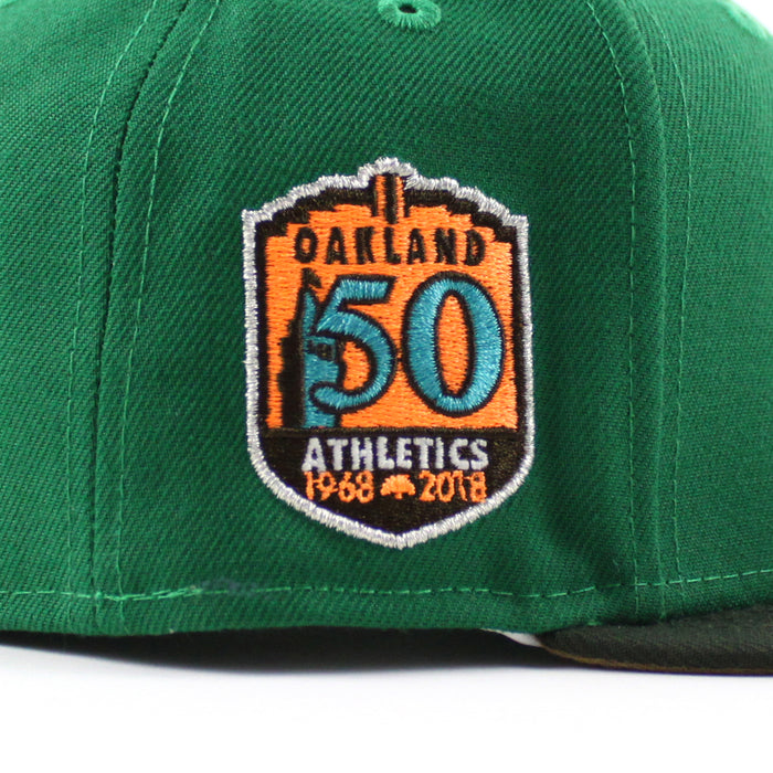 Oakland Athletics 50th ANNIVERSARY New Era 59Fifty Fitted Hat (Kelly Green Dark Green Khaki Under Brim)