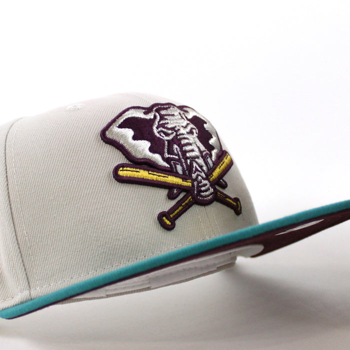 Oakland Athletics 50TH ANNIVERSARY New Era 59Fifty Fitted Hat (Stone Teal Maroon Under Brim)