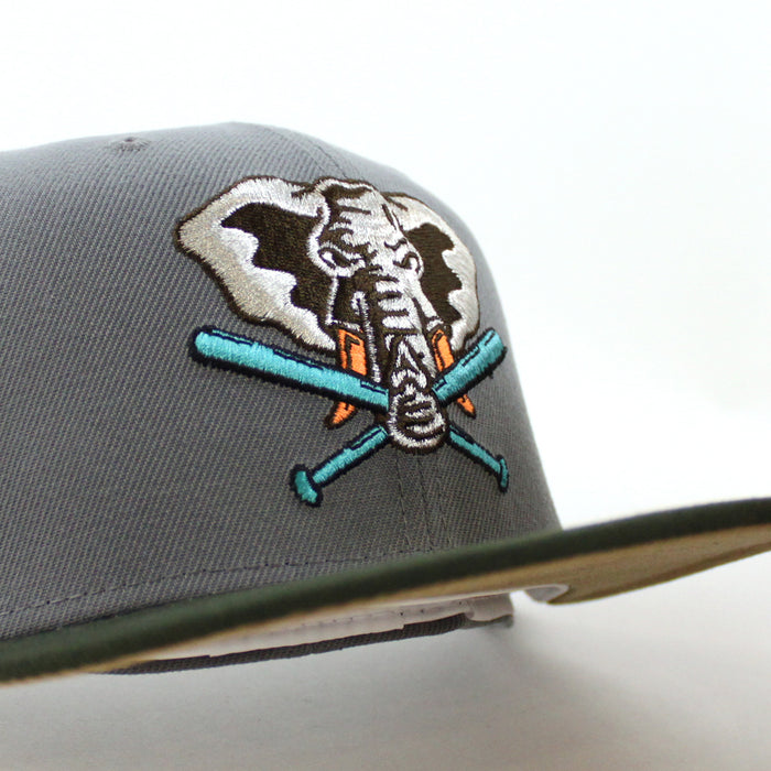 Oakland Athletics 50TH Anniversary New Era 59Fifty Fitted Hat (Storm Gray Dark Green Khaki Under Brim)