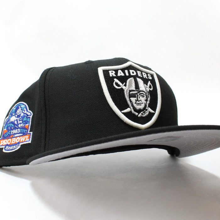 Oakland Raiders 1983 PRO BOWL New Era 59Fifty Fitted Hat V2 (Glow in the Dark Gray Under Brim)