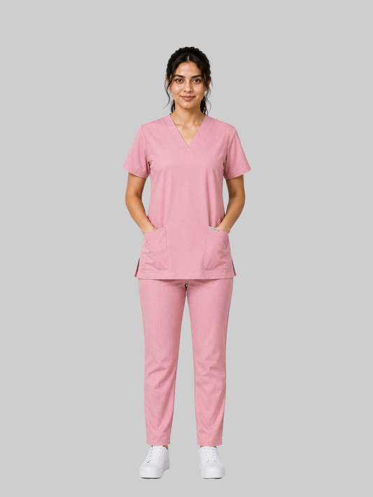 ONYX 4 POCKET V NECK WOMEN (PINK) SCRUB