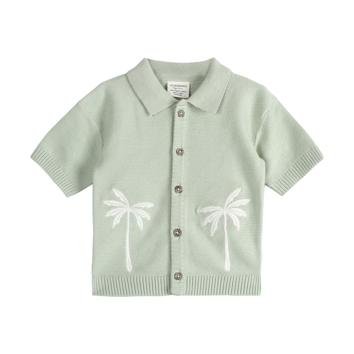 Palm Trees Embroidered Baby Shirt Front (Organic Cotton)
