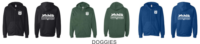 Parker Barkers Zip Up Hoodie- 3 designs