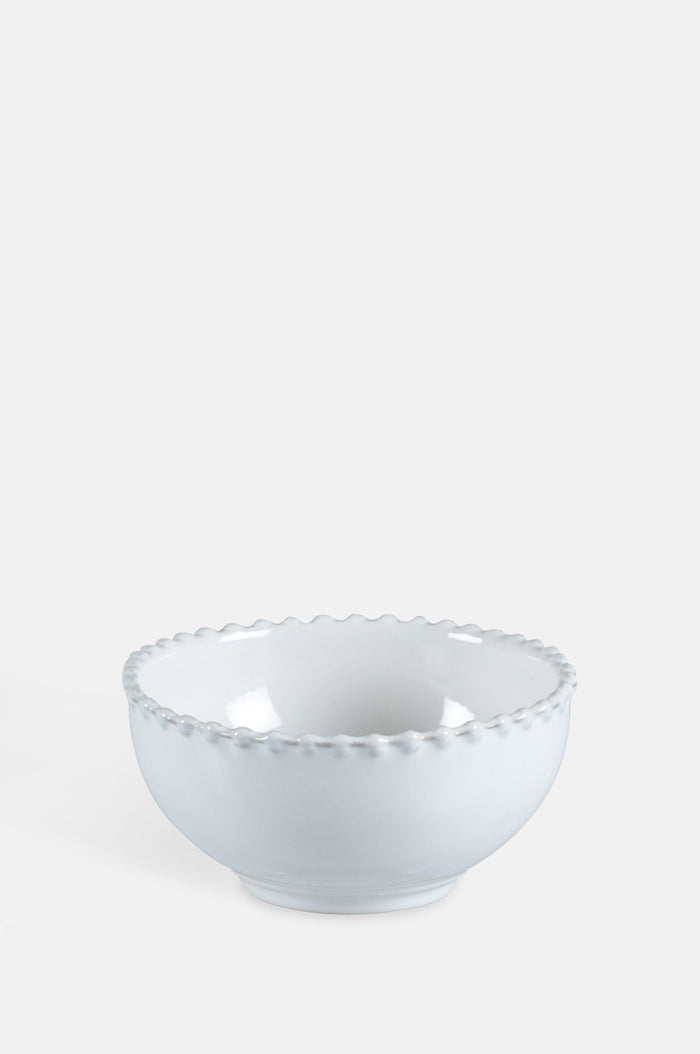Costa Nova pearl white deep cereal bowl with pearl edging.