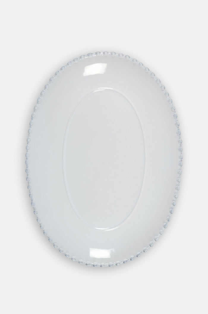Costa Nova pearl white large oval platter with pearl edging.