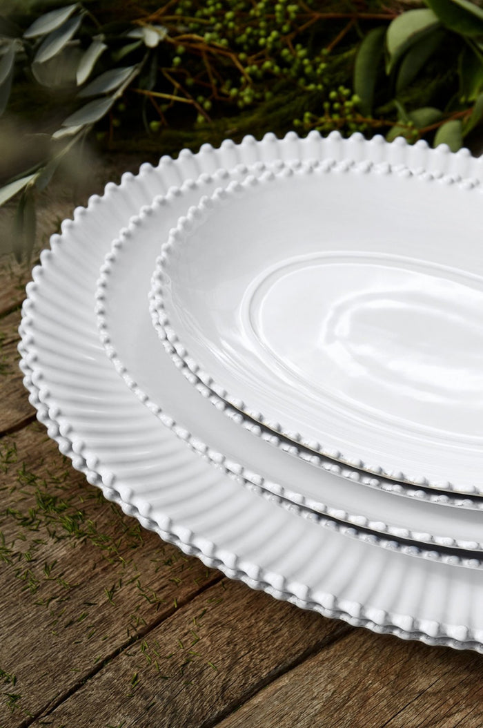 Pearl White Oval Platter Large