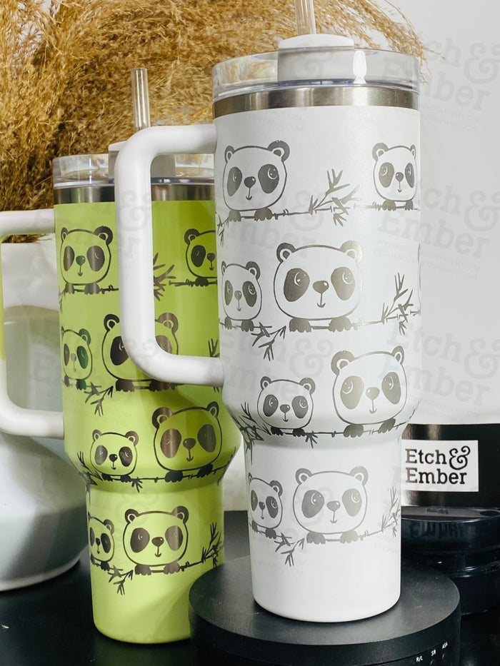 Peekaboo Panda Custom Stanley Adventure Quencher 40 Oz Tumbler Tumblers
