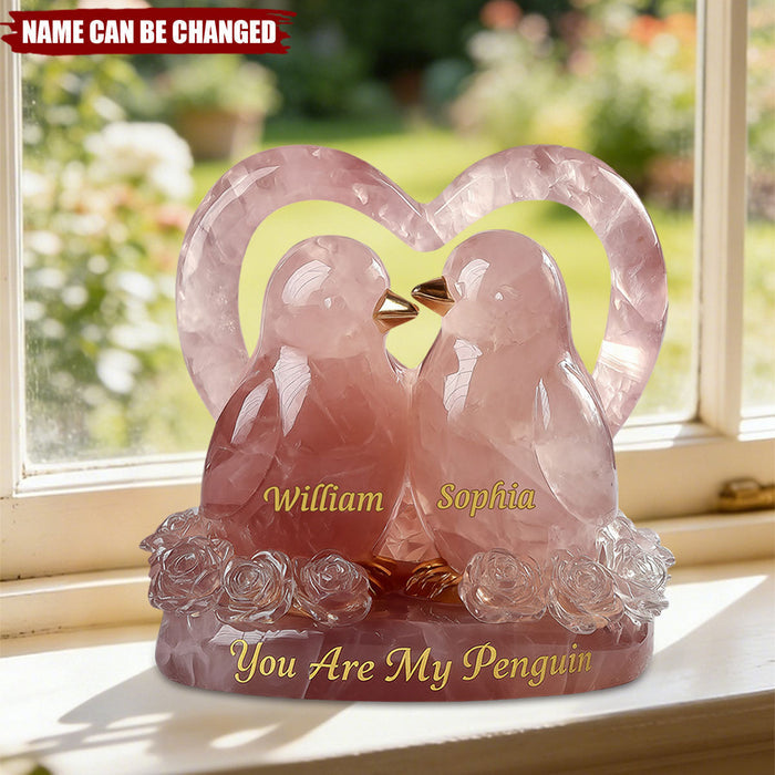 Personalized "You Are My Penguin" Romantic Acrylic Plaque With Couple Names & Penguin Design - Valentine's Day Anniversary Gift For Her