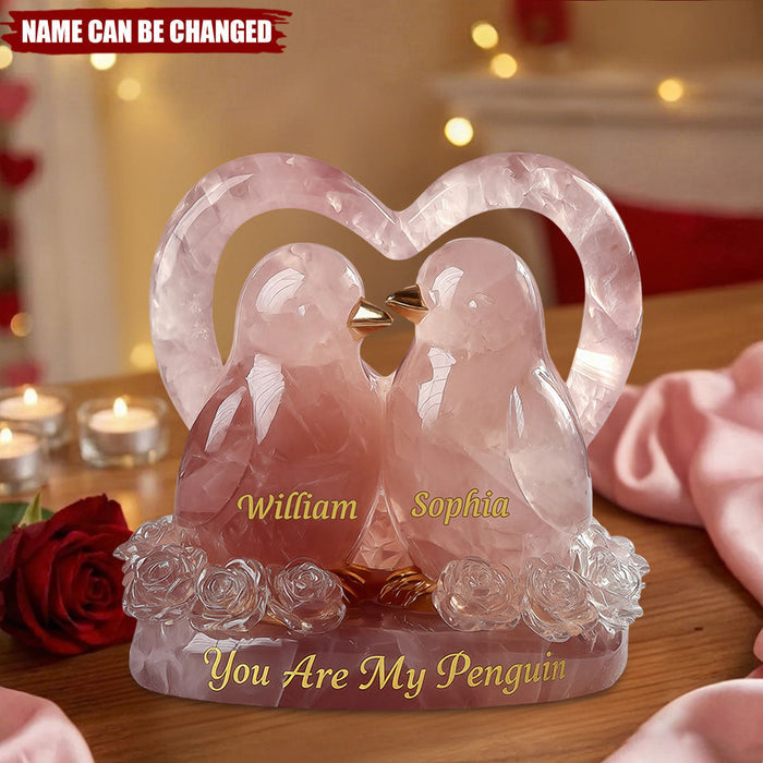 Personalized "You Are My Penguin" Romantic Acrylic Plaque With Couple Names & Penguin Design - Valentine's Day Anniversary Gift For Her