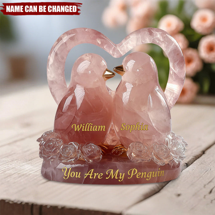 Personalized "You Are My Penguin" Romantic Acrylic Plaque With Couple Names & Penguin Design - Valentine's Day Anniversary Gift For Her