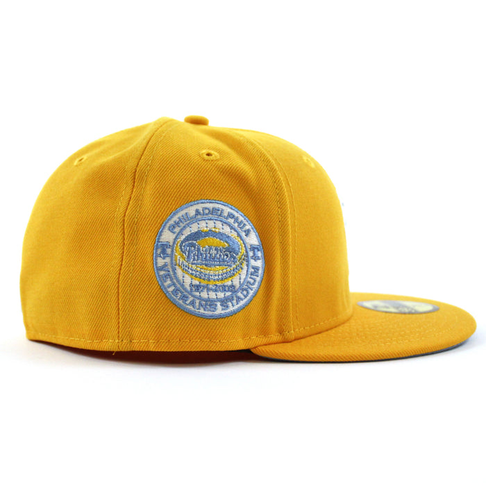 Philadelphia Phillies 1971-2003 VETERANS STADIUM 59Fifty New Era Fitted Hats (Yellow Sky Blue Under Brim)