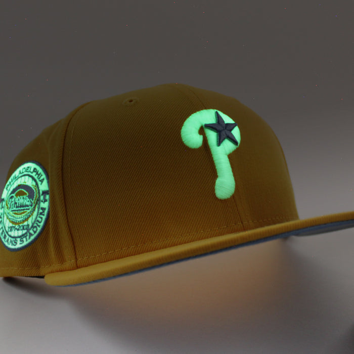 Philadelphia Phillies 1971-2003 VETERANS STADIUM 59Fifty New Era Fitted Hats (Yellow Sky Blue Under Brim)