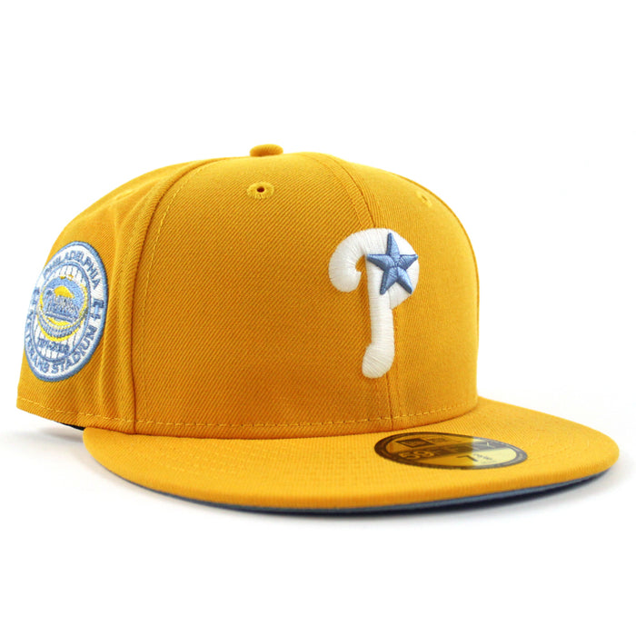 Philadelphia Phillies 1971-2003 VETERANS STADIUM 59Fifty New Era Fitted Hats (Yellow Sky Blue Under Brim)